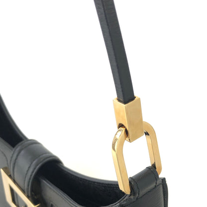 GUCCI G Logo Leather Hobo Shoulder bag Black Vintage Old Gucci ne38mw