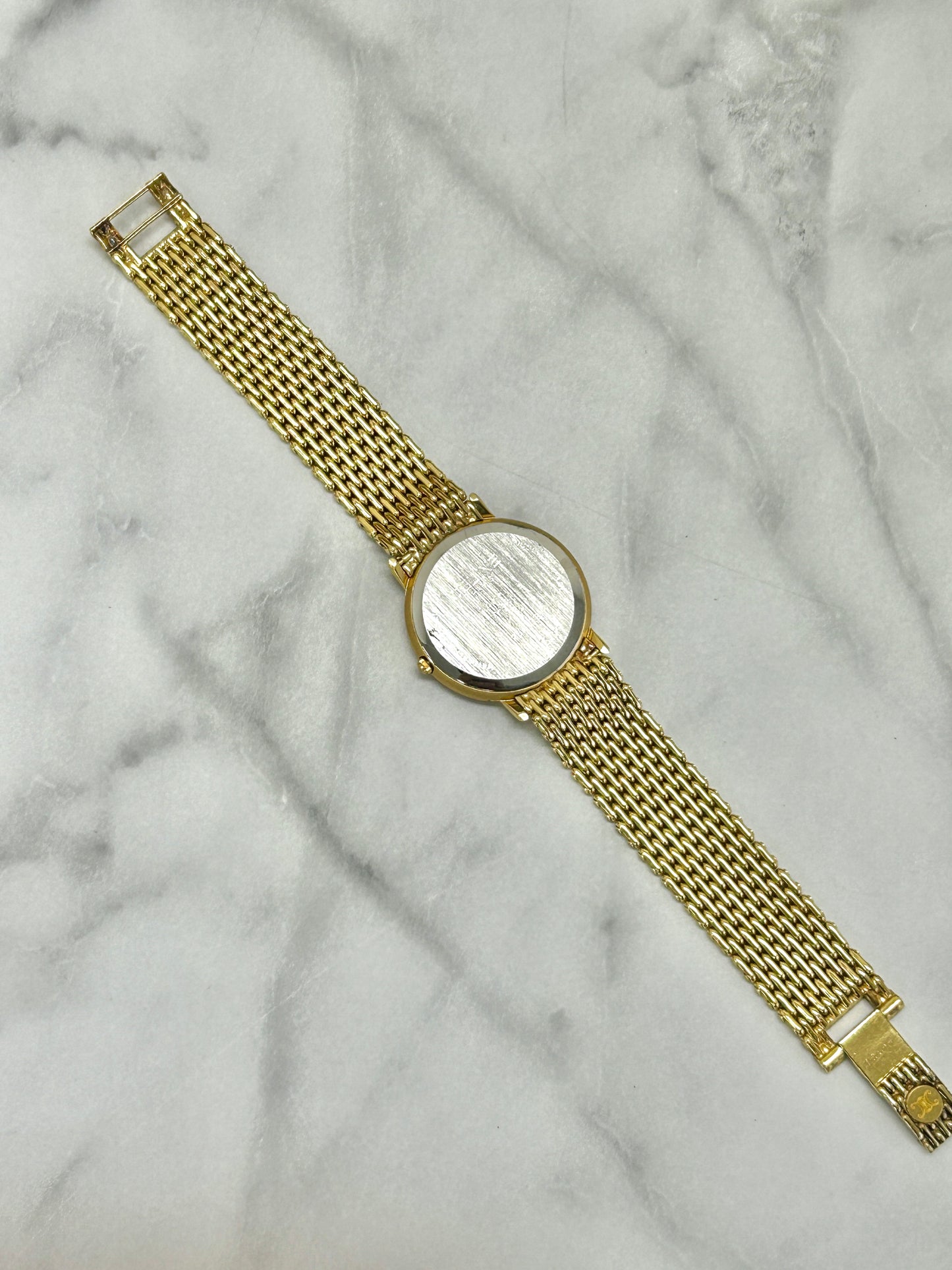 CELINE Triomphe Stainless Steel Analog Quartz Watch Gold Vintage zhs23u