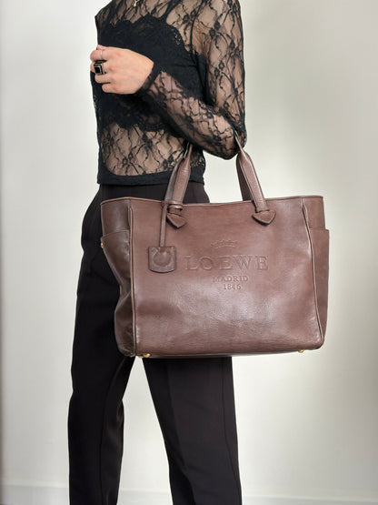 LOEWE Logo Embossed Totebag Brown Vintage je4je4