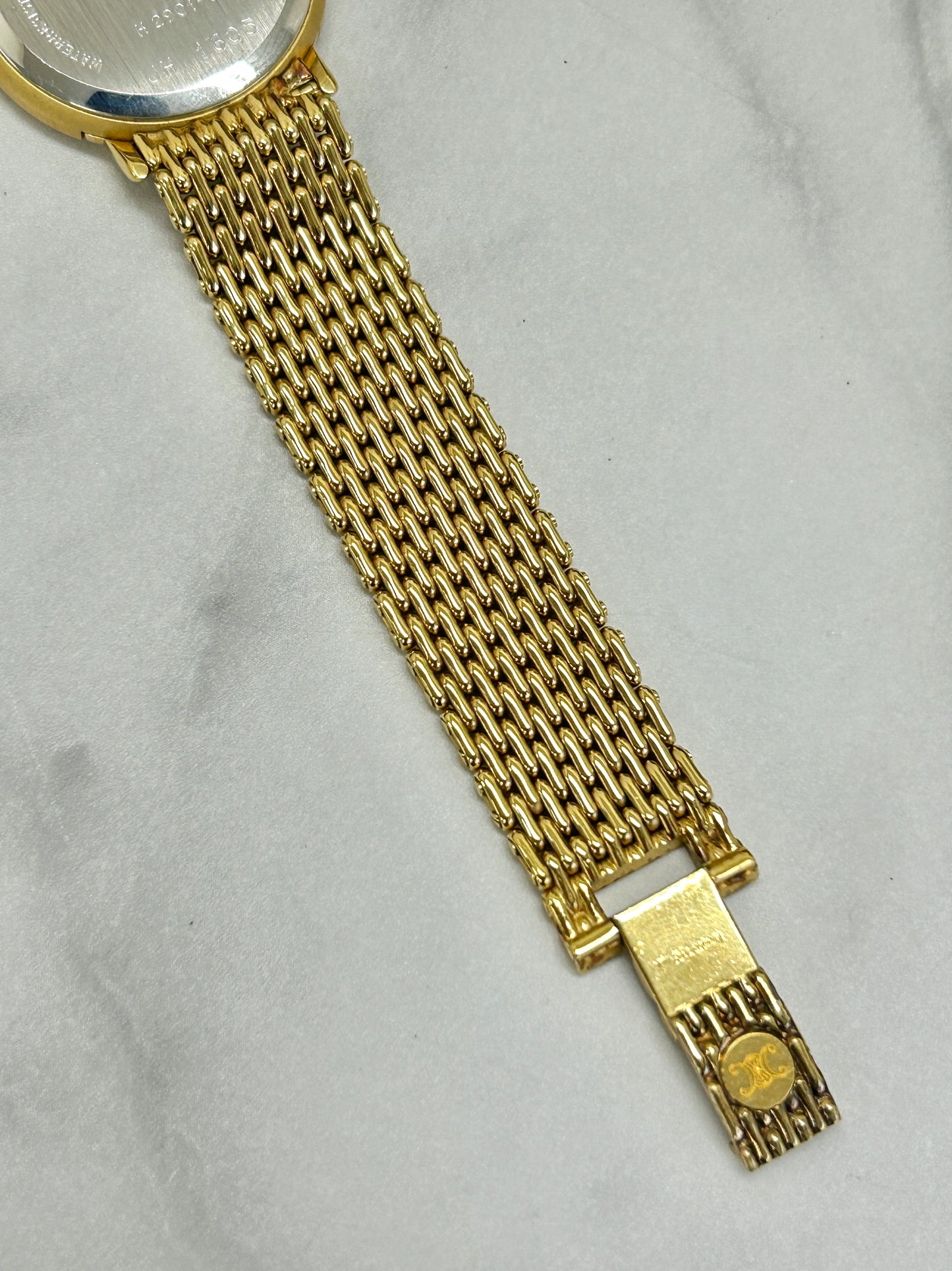 CELINE Triomphe Stainless Steel Analog Quartz Watch Gold Vintage zhs23u