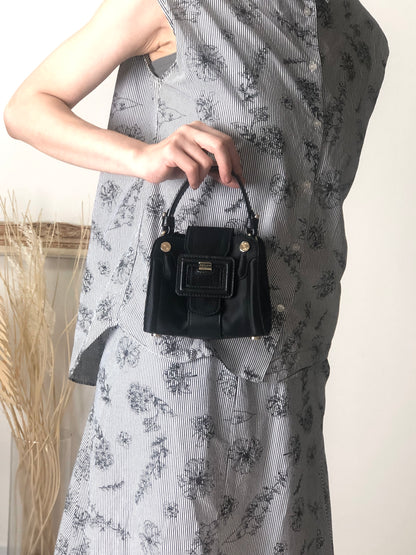 CELINE Blason Front Buckle Small Handbag Black Vintage wdsxbc