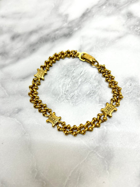 CELINE Triomphe Blason   Bracelet Gold Vintage in3st6