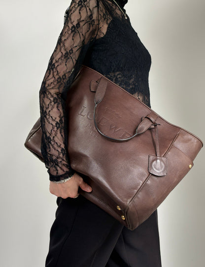 LOEWE Logo Embossed Totebag Brown Vintage je4je4