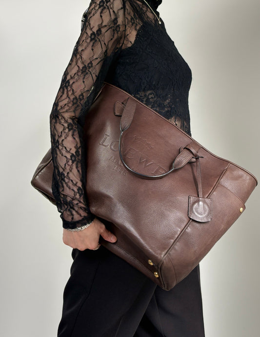 LOEWE Logo Embossed Totebag Brown Vintage je4je4