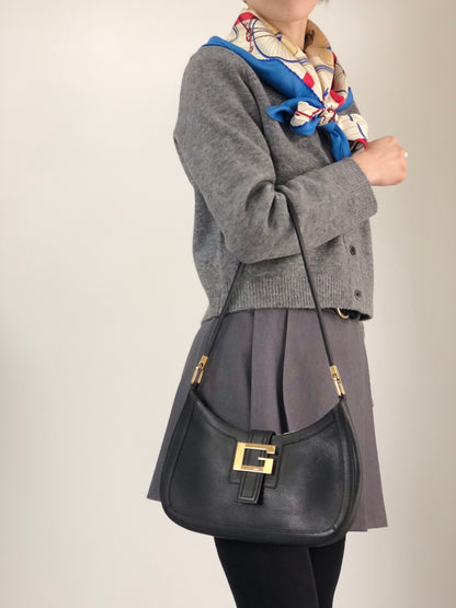 GUCCI G Motif Shoulder bag Black Vintage 3z62yh