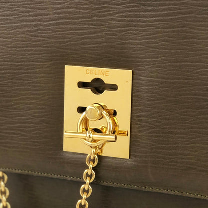 CELINE Mantel Chain Gancini 斜背包 棕色 復古 舊款 Celine b4rzuk