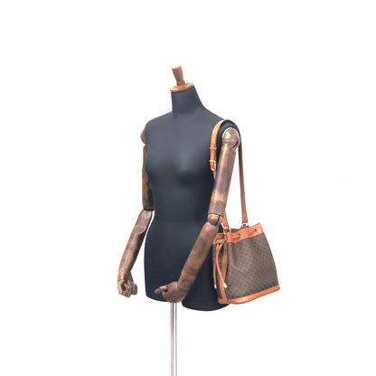 CELINE Macadam Drawstring Bucket Shoulder bag Brown Vintage Old CELINE dymvtd
