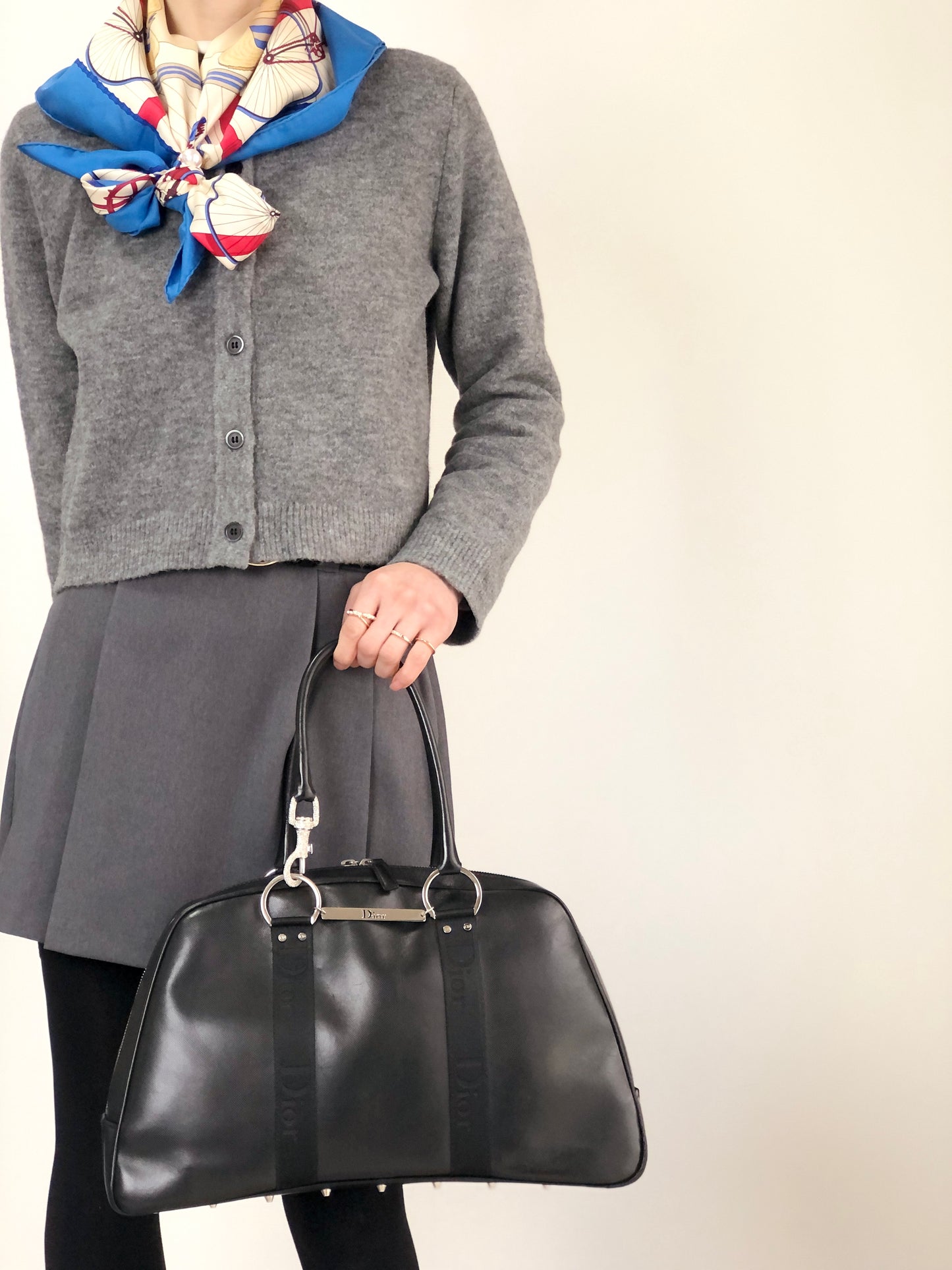 Christian Dior Street Chic Logo Small Boston bag Handbag Black Vintage yt7ssi