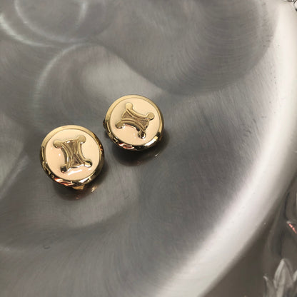 CELINE Triomphe Circle earrings white gold vintage old accessories g22nck