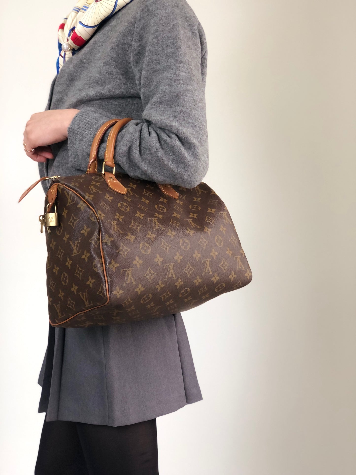 LOUIS VUITTON Monogram Boston bag Handbag Brown Vintage ancjxg