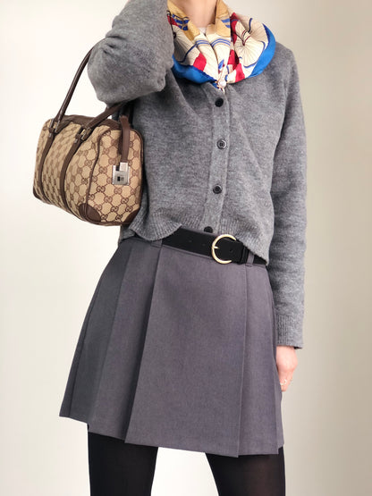 GUCCI GG Canvas Small Boston bag Handbag Brown Vintage ms6dsn