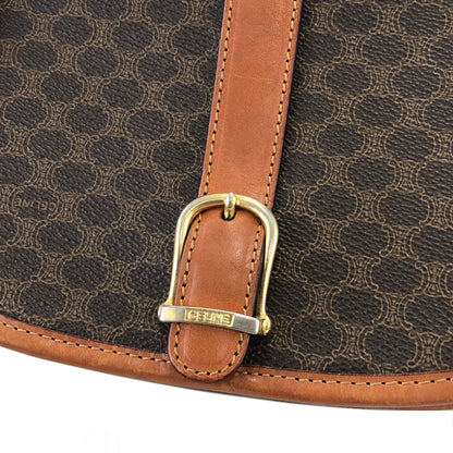 CELINE Macadam Front Buckle Flap Shoulder bag Brown Vintage Old CELINE 5k83gw