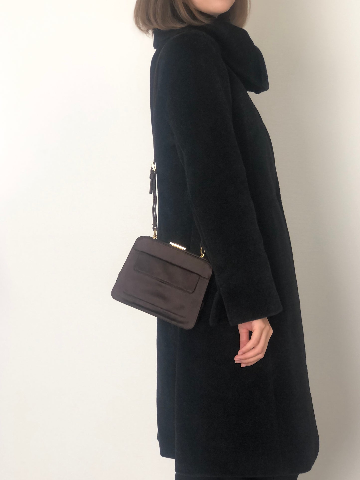 PRADA Metal Closure Shoulder bag Brown Vintage z6hamg