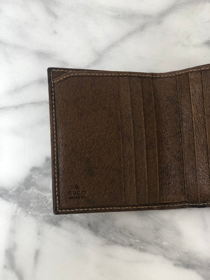 GUCCI GG Pattern New Jackie Canvas Leather Folded Wallet Brown Vintage xspwau
