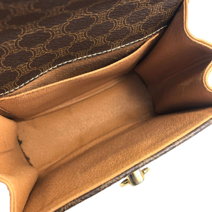 CELINE Macadam Gancini shoulder bag mini bag handbag 2way Brown Vintage Old Celine t6vjtc