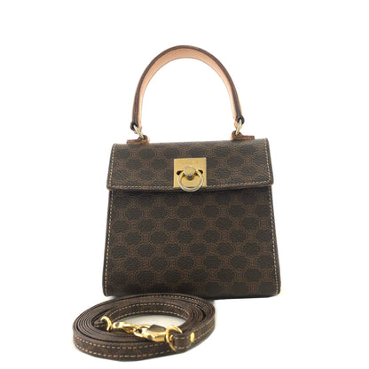 CELINE Macadam Gancini shoulder bag mini bag handbag 2way Brown Vintage Old Celine t6vjtc