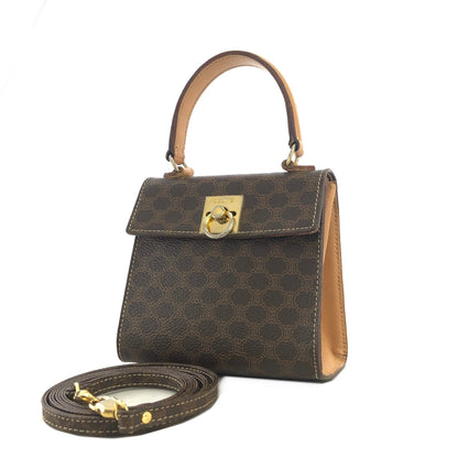 CELINE Macadam Gancini shoulder bag mini bag handbag 2way Brown Vintage Old Celine t6vjtc