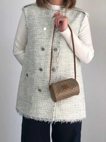 CELINE Macadam Blason Small Shoulder bag Beige Vintage n3gs7s