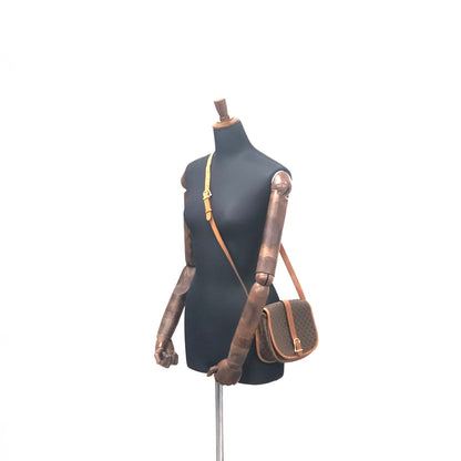 CELINE Macadam Front Buckle Flap Shoulder bag Brown Vintage Old CELINE 5k83gw