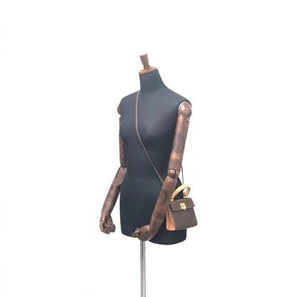 CELINE Macadam Gancini shoulder bag mini bag handbag 2way Brown Vintage Old Celine t6vjtc