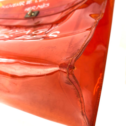 愛馬仕旋轉鎖透明乙烯基凱莉包手提包橙色復古舊款 4xk2rm