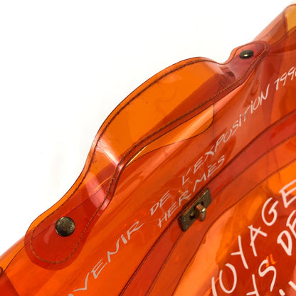 愛馬仕旋轉鎖透明乙烯基凱莉包手提包橙色復古舊款 4xk2rm