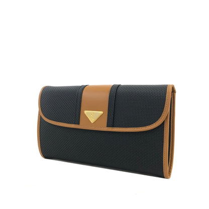 Yves Saint Laurent YSL Triangle logo Clutch bag Black Vintage Old suxezx
