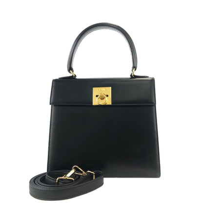 CELINE Gancini 兩用單肩包手提包黑色復古舊 Celine dn2fvc