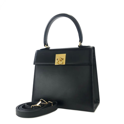 CELINE Gancini 兩用單肩包手提包黑色復古舊 Celine dn2fvc