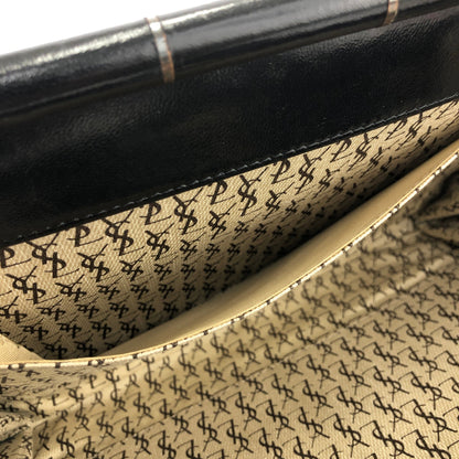 Yves Saint Laurent YSL Logo Chevron Clutch bag Black Vintage Old mhufpx
