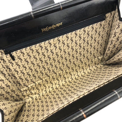 Yves Saint Laurent YSL Logo Chevron Clutch bag Black Vintage Old mhufpx