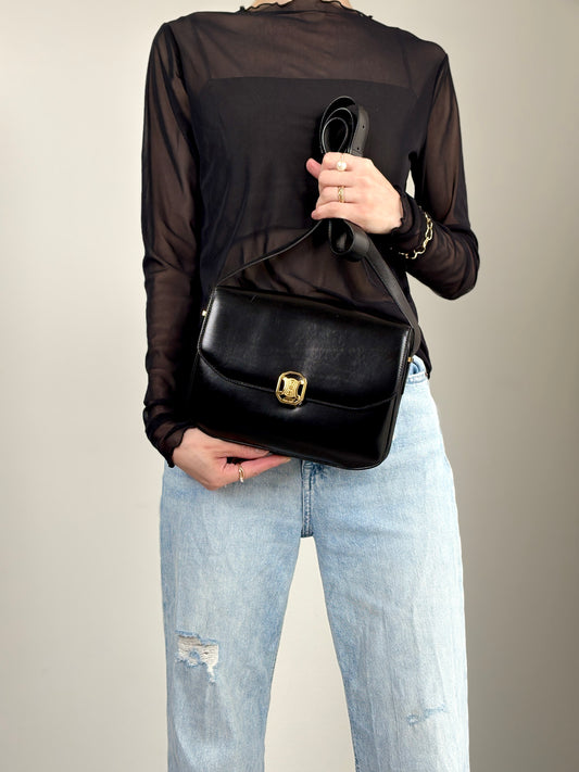 CELINE Blason Shoulder bag Black Vintage ad7eeu