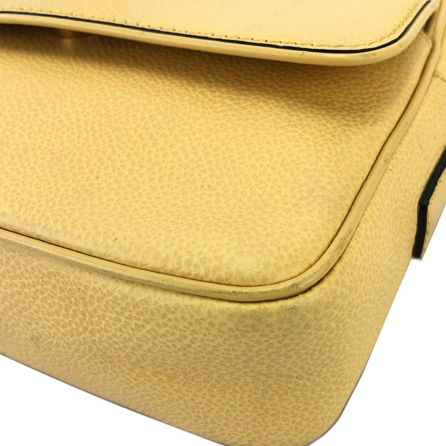 CELINE Toggle Clasp Front pocket Shoulder bag Yellow Vintage Old Celine jw7w6h