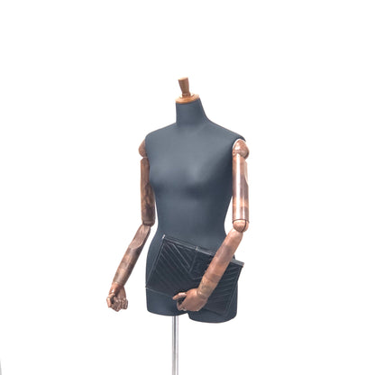 Yves Saint Laurent YSL Logo Chevron Clutch bag Black Vintage Old mhufpx