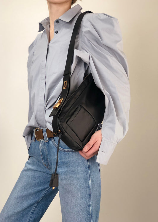 PRADA Padlock Shoulder bag Black Vintage thx6f8