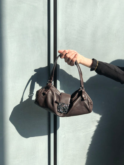 LOEWE Anagram Handbag Hobobag Brown Vintage mcgv5x