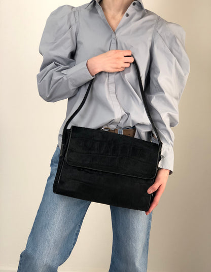 GUCCI Logo Shoulder bag Black Vintage v7uzb2