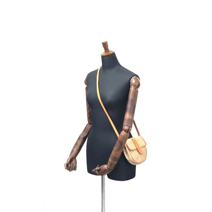 CELINE Macadam Blason Round Small Shoulder bag Beige Vintage Old CELINE e2k8jy