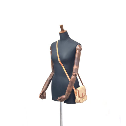 CELINE Macadam Horse bit Small Shoulder Bag Beige Vintage Old Celine t46eb4