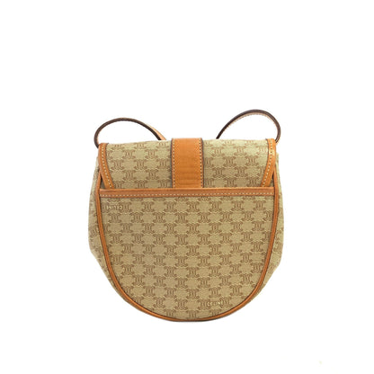 CELINE Macadam Blason Round Small Shoulder bag Beige Vintage Old CELINE e2k8jy