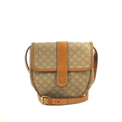 CELINE Macadam Blason Round Small Shoulder bag Beige Vintage Old CELINE e2k8jy