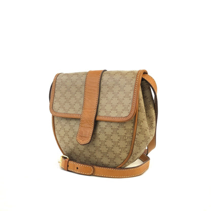 CELINE Macadam Blason Round Small Shoulder bag Beige Vintage Old CELINE e2k8jy