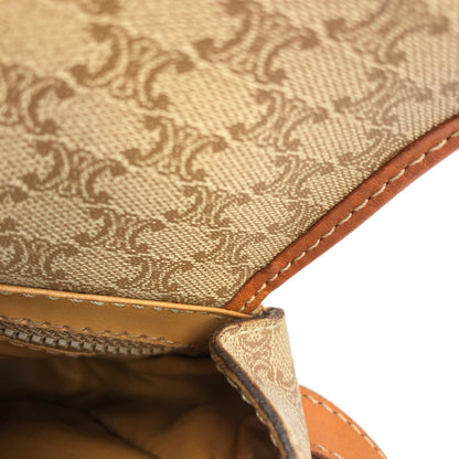 CELINE Macadam Horse bit Small Shoulder Bag Beige Vintage Old Celine t46eb4