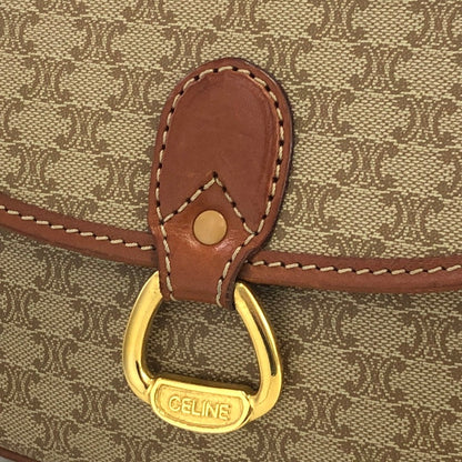 CELINE Macadam Horse bit Small Shoulder Bag Beige Vintage Old Celine t46eb4