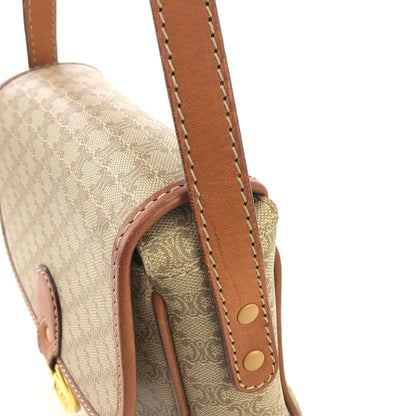 CELINE Macadam Horse bit Small Shoulder Bag Beige Vintage Old Celine t46eb4