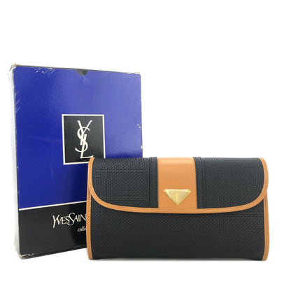 Yves Saint Laurent YSL Triangle logo Clutch bag Black Vintage Old suxezx