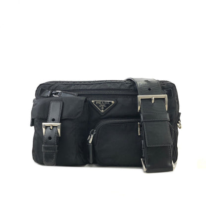 PRADA Triangle Logo Nylon Sling bag One Shoulder bag Black Vintage 6kv5z8