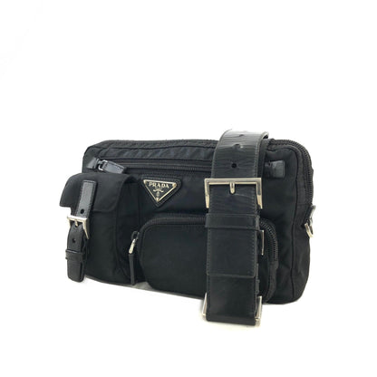 PRADA Triangle Logo Nylon Sling bag One Shoulder bag Black Vintage 6kv5z8