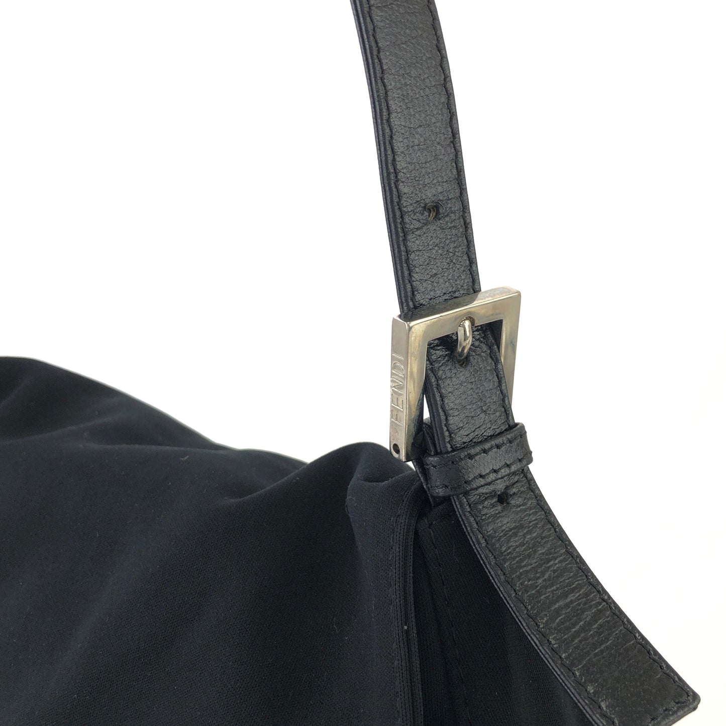 FENDI Mamma Baguette Nylon Handbag Shoulder bag Black Vintage 22vw8e