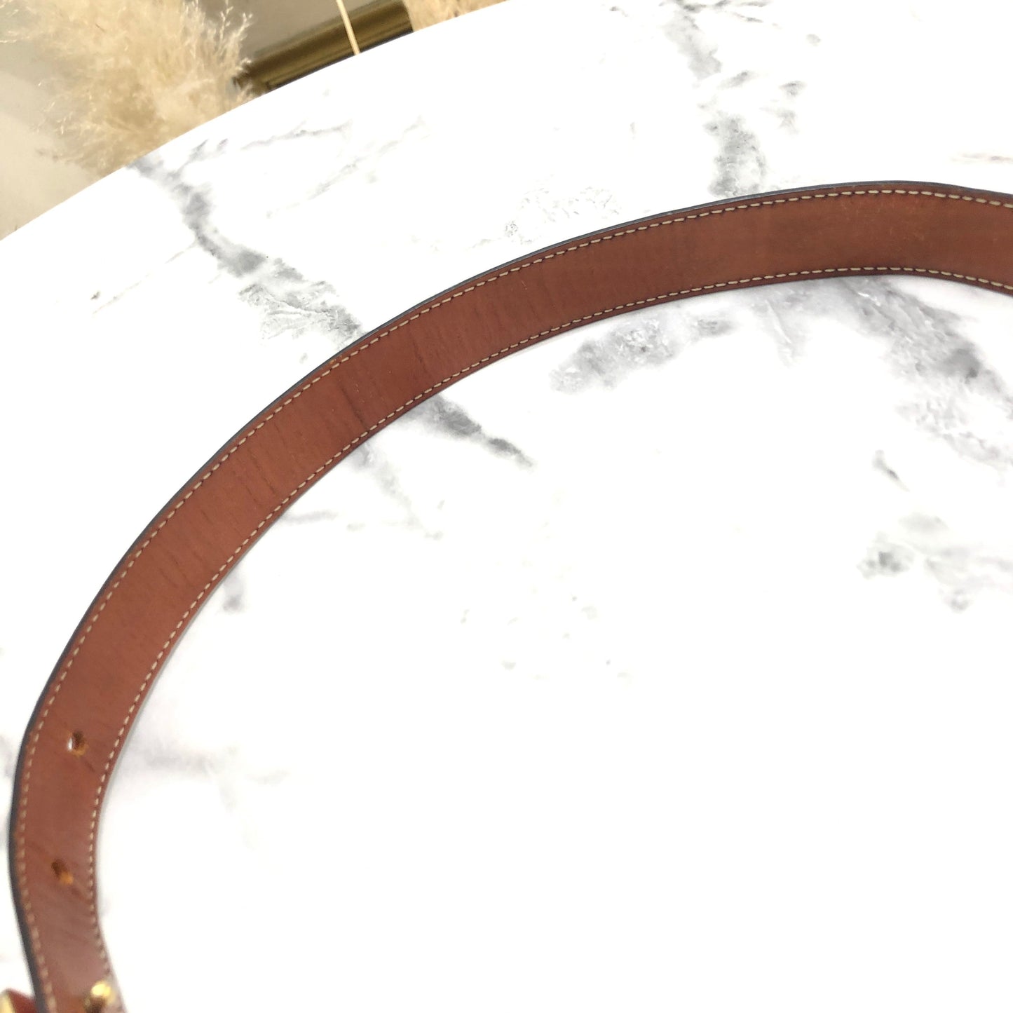 CELINE Horse Carriage Leather Belt Red Vintage Old Celine asvddr